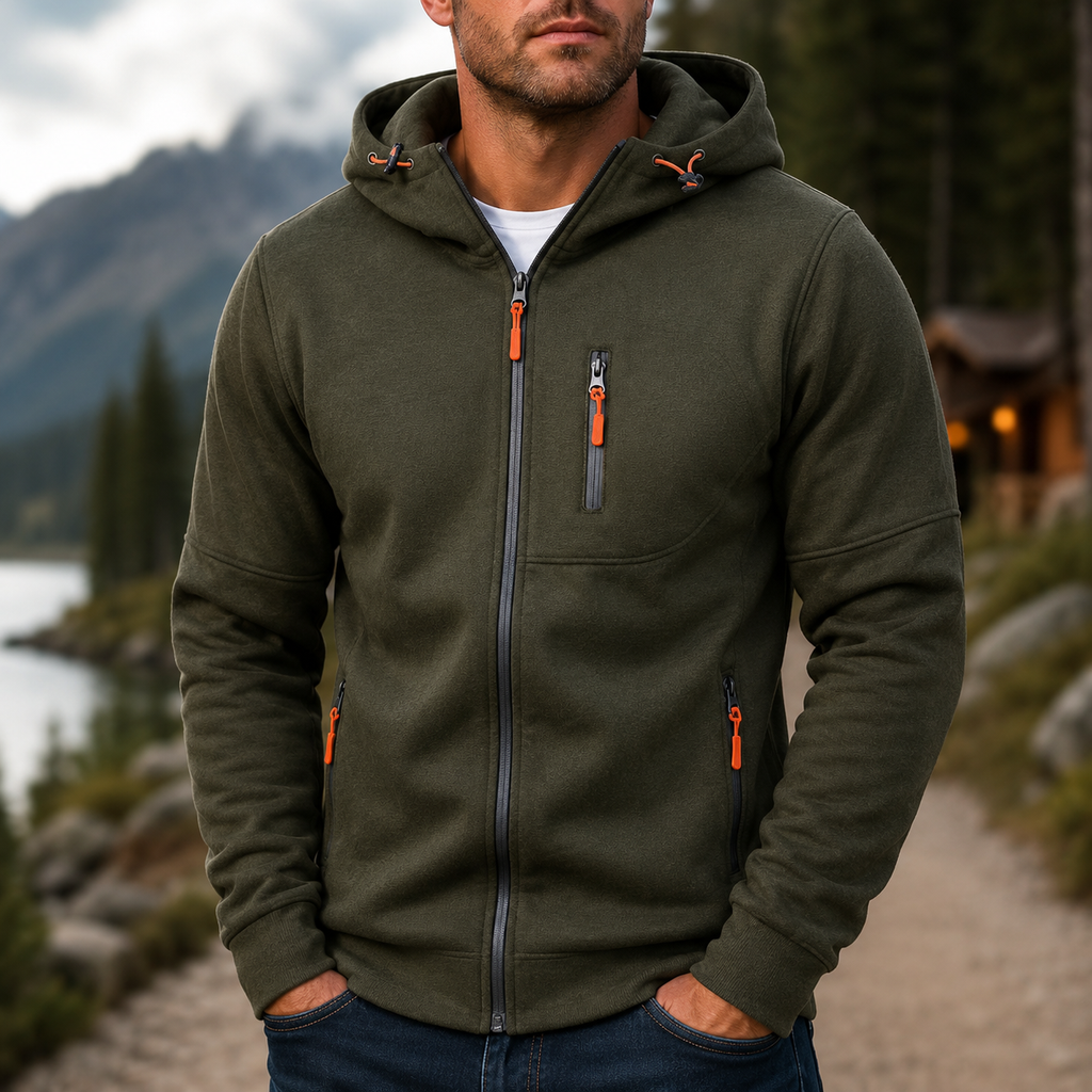 Men's Hooded Sweatshirt Zip-Up Hoodie Long Sleeve Hooded Jacket