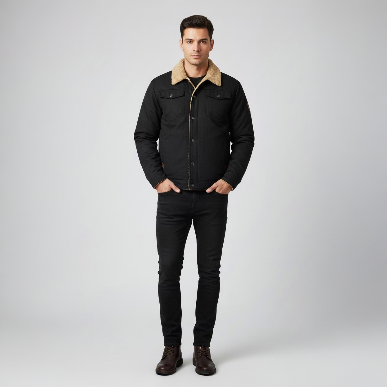 Men's Jacket Bomber Sherpa Lined Winter Coat
