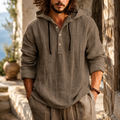 Men's Summer Hoodie Casual Long Sleeve Drawstring Pullover