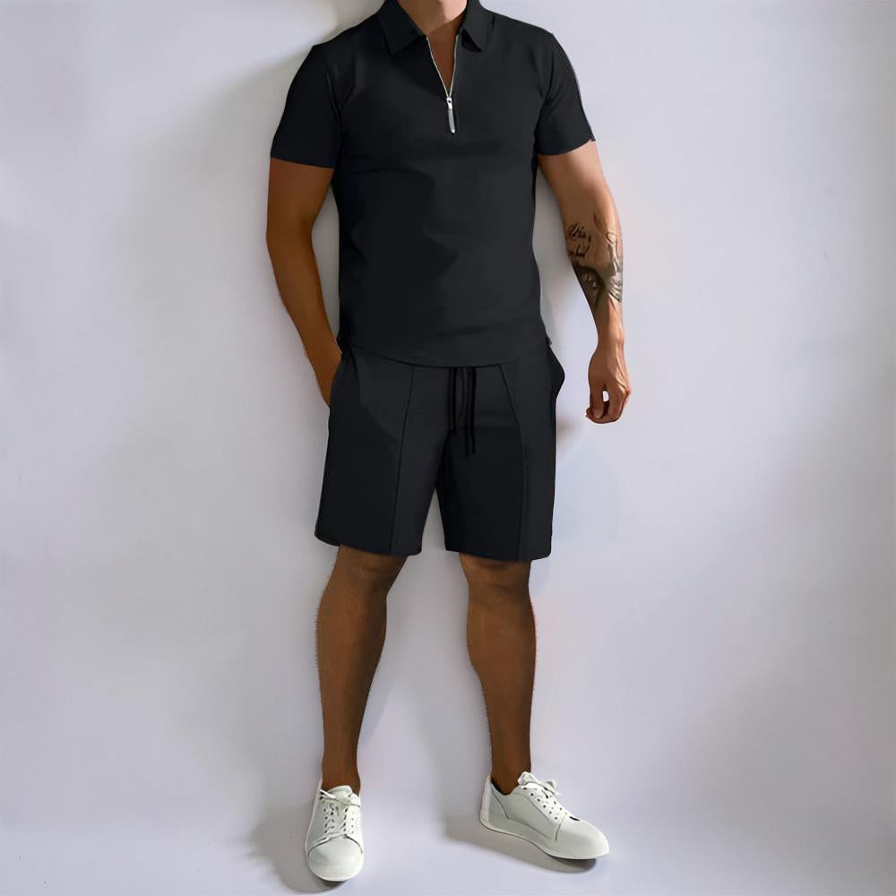 Men's Summer Outfit Comfortable Shorts Two-Piece Polo Set