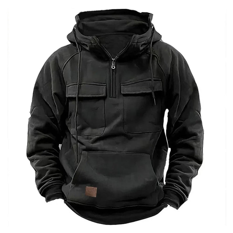 Men's Utility Hoodie with Zipper & Chest Pocket - Stylish & Functional Outerwear for Everyday Wear