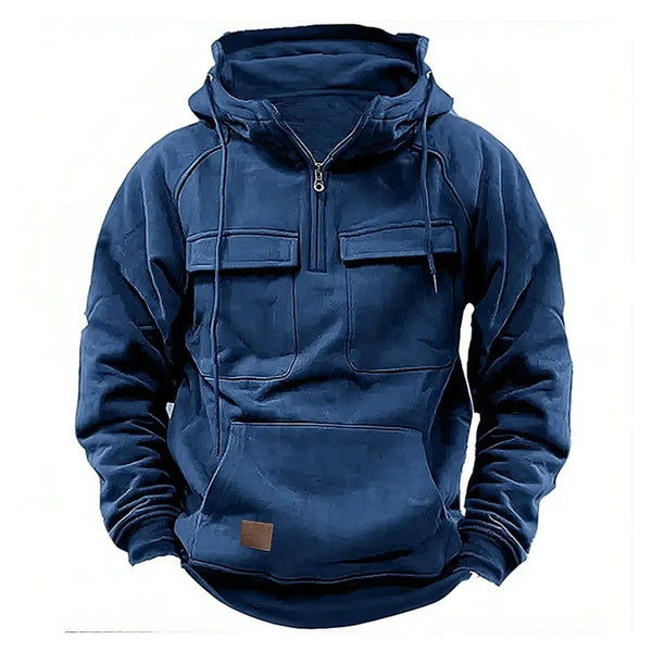 Men's Utility Hoodie with Zipper & Chest Pocket - Stylish & Functional Outerwear for Everyday Wear