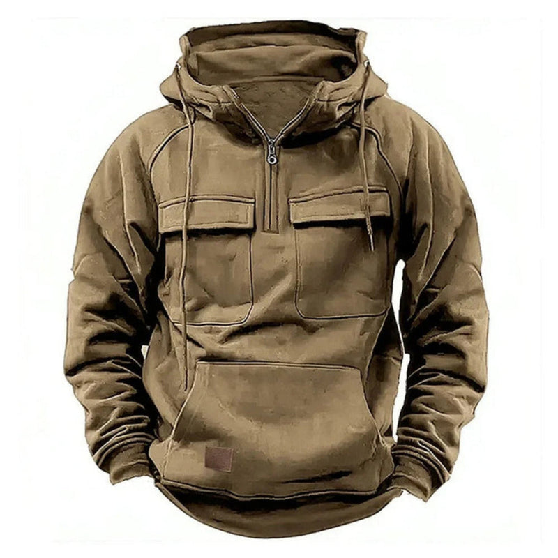 Men's Utility Hoodie with Zipper & Chest Pocket - Stylish & Functional Outerwear for Everyday Wear