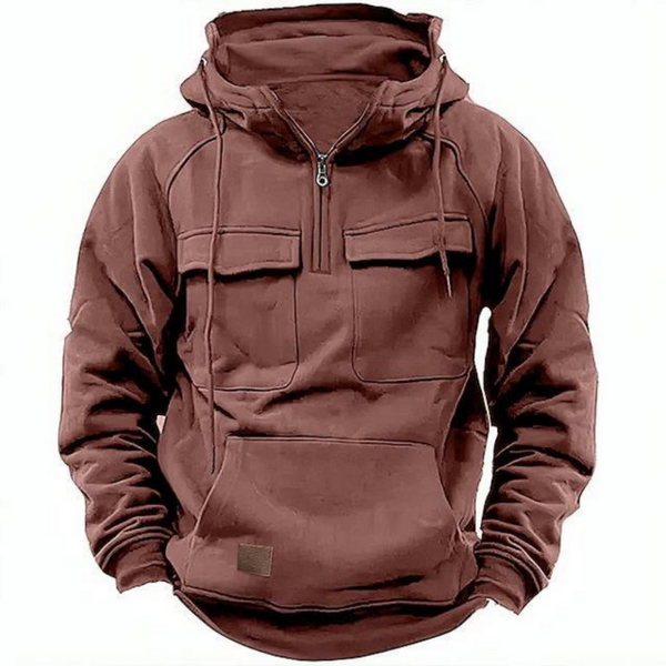 Men's Utility Hoodie with Zipper & Chest Pocket - Stylish & Functional Outerwear for Everyday Wear