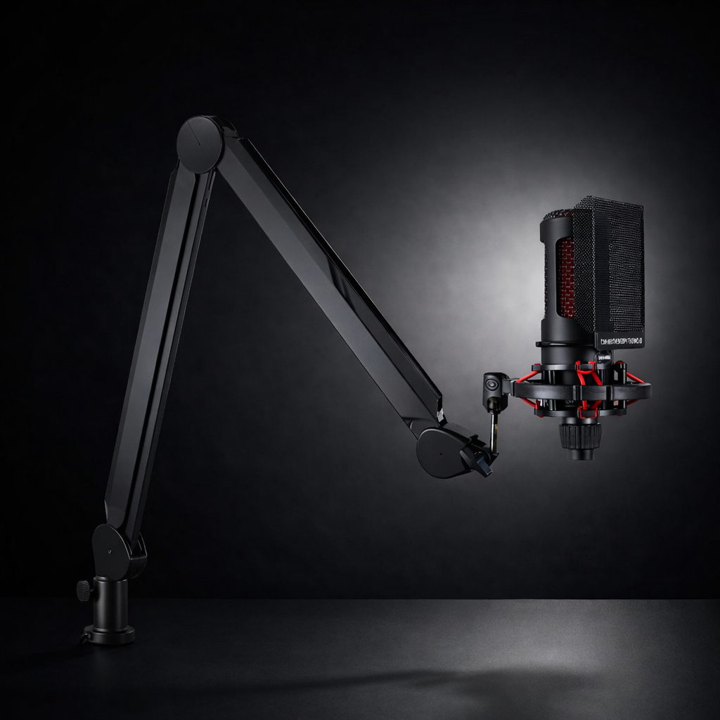 Microphone Stand Adjustable Desk Boom Arm Cable Management