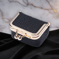 Mini Jewelry Box Genuine Leather Organizer Gold Clasp Travel