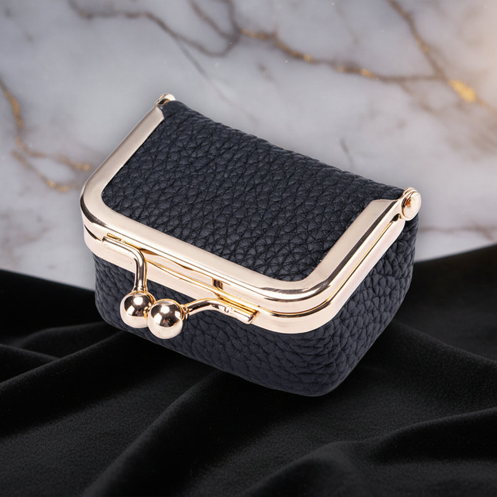 Mini Jewelry Box Genuine Leather Organizer Gold Clasp Travel
