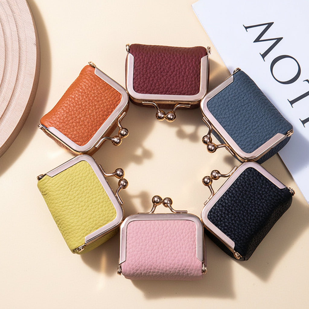 Mini Jewelry Box Genuine Leather Organizer Gold Clasp Travel