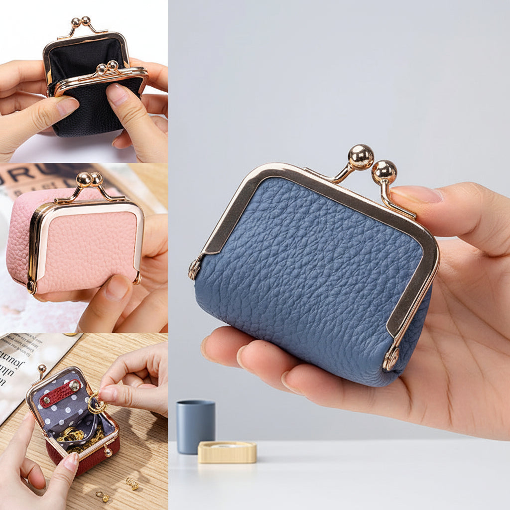 Mini Jewelry Box Genuine Leather Organizer Gold Clasp Travel