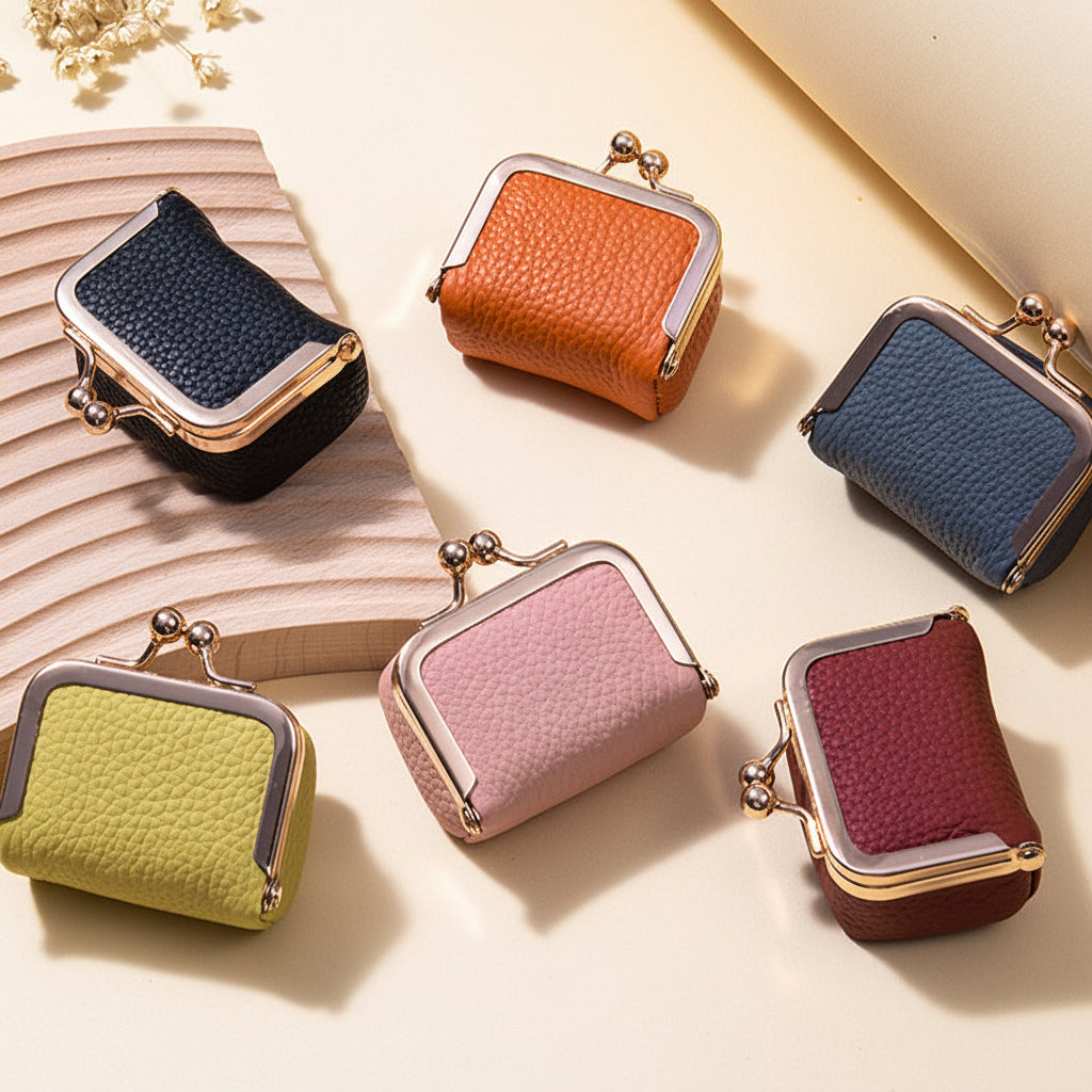 Mini Jewelry Box Genuine Leather Organizer Gold Clasp Travel