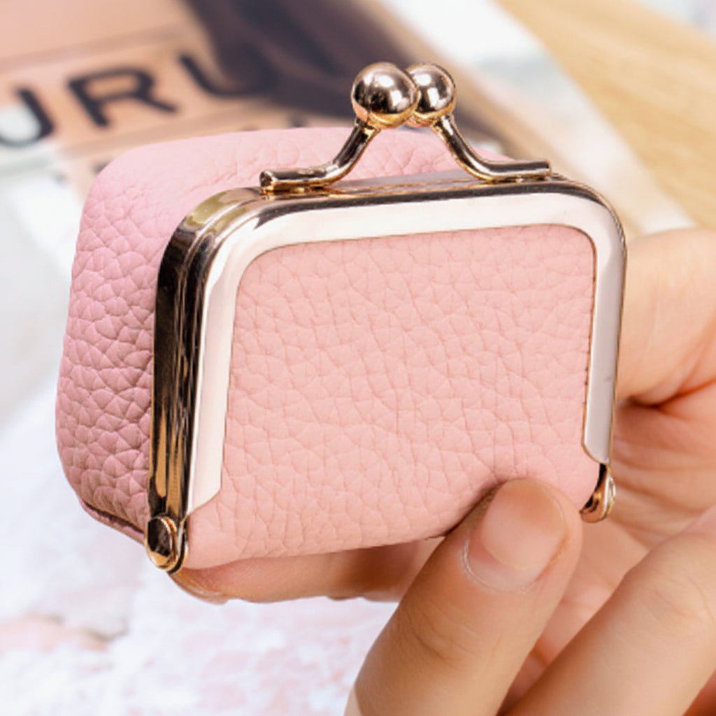 Mini Jewelry Box Genuine Leather Organizer Gold Clasp Travel
