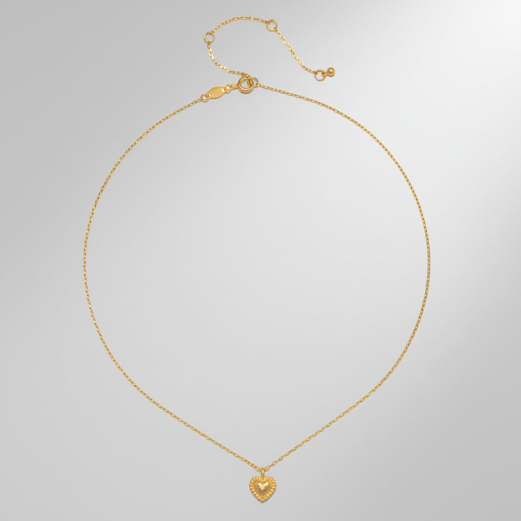 Necklace Gold Heart Hammered Pendant Chain Jewelry