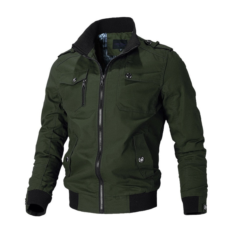 Men's Lightweight Utility Bomber Jacket with Zipper Pockets - Stylish & Functional Outerwear for Everyday Wear