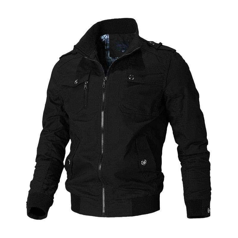 Men's Lightweight Utility Bomber Jacket with Zipper Pockets - Stylish & Functional Outerwear for Everyday Wear