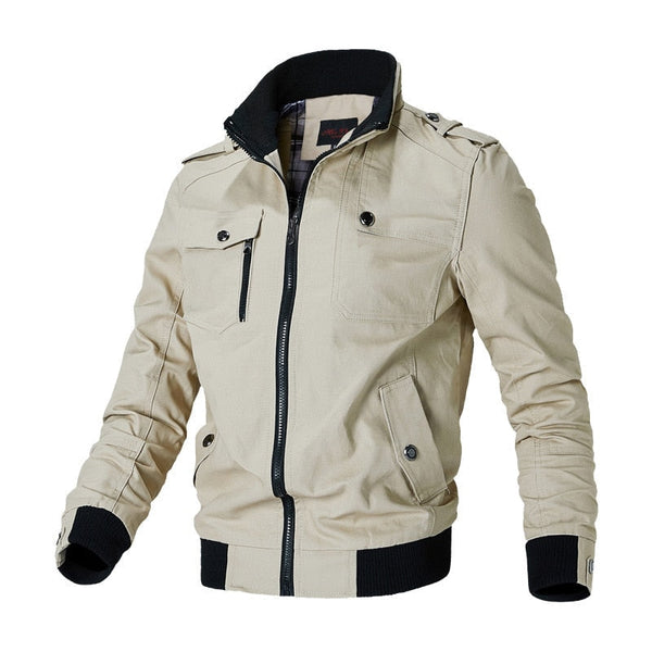 Men's Lightweight Utility Bomber Jacket with Zipper Pockets - Stylish & Functional Outerwear for Everyday Wear