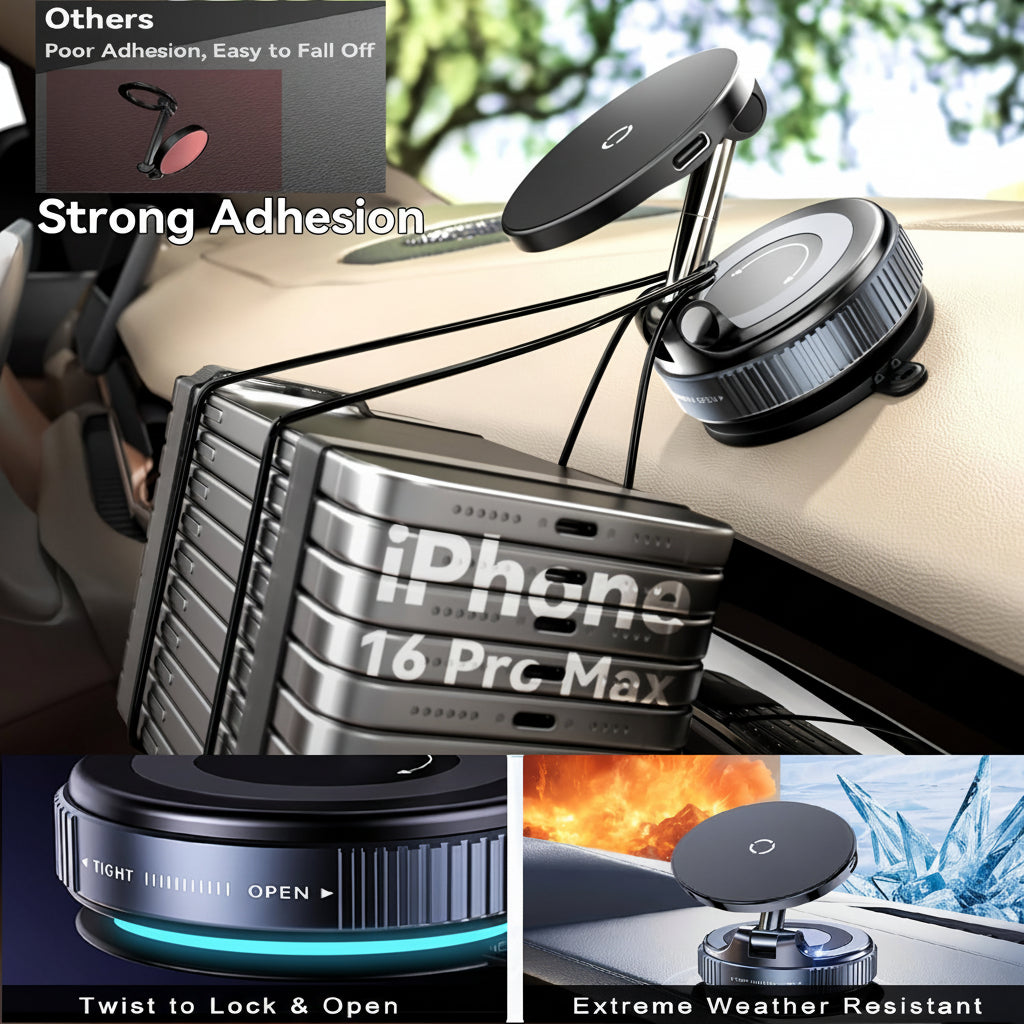 Car Charger Phone Mount Magnetic Aluminum Dashboard Holder