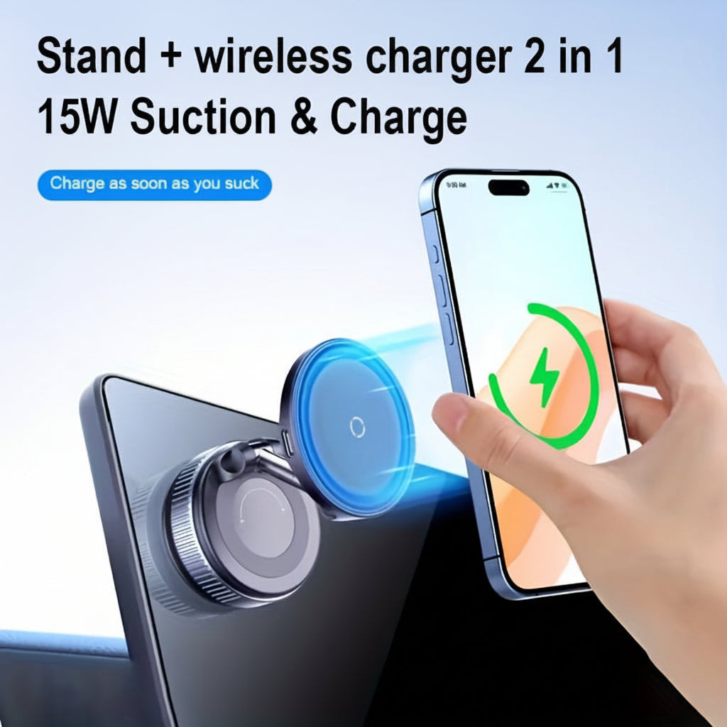 Car Charger Phone Mount Magnetic Aluminum Dashboard Holder
