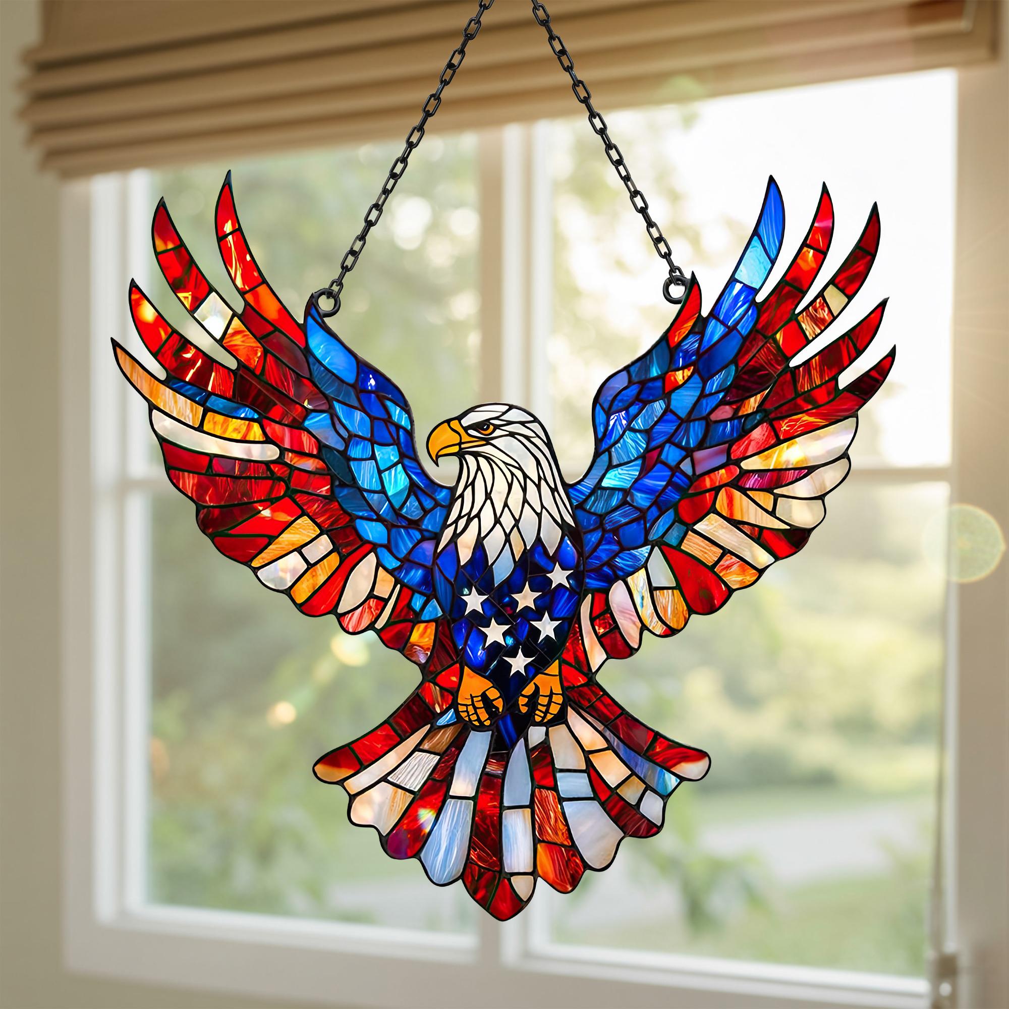 Wall Art Patriotic Eagle Stained Glass Suncatcher