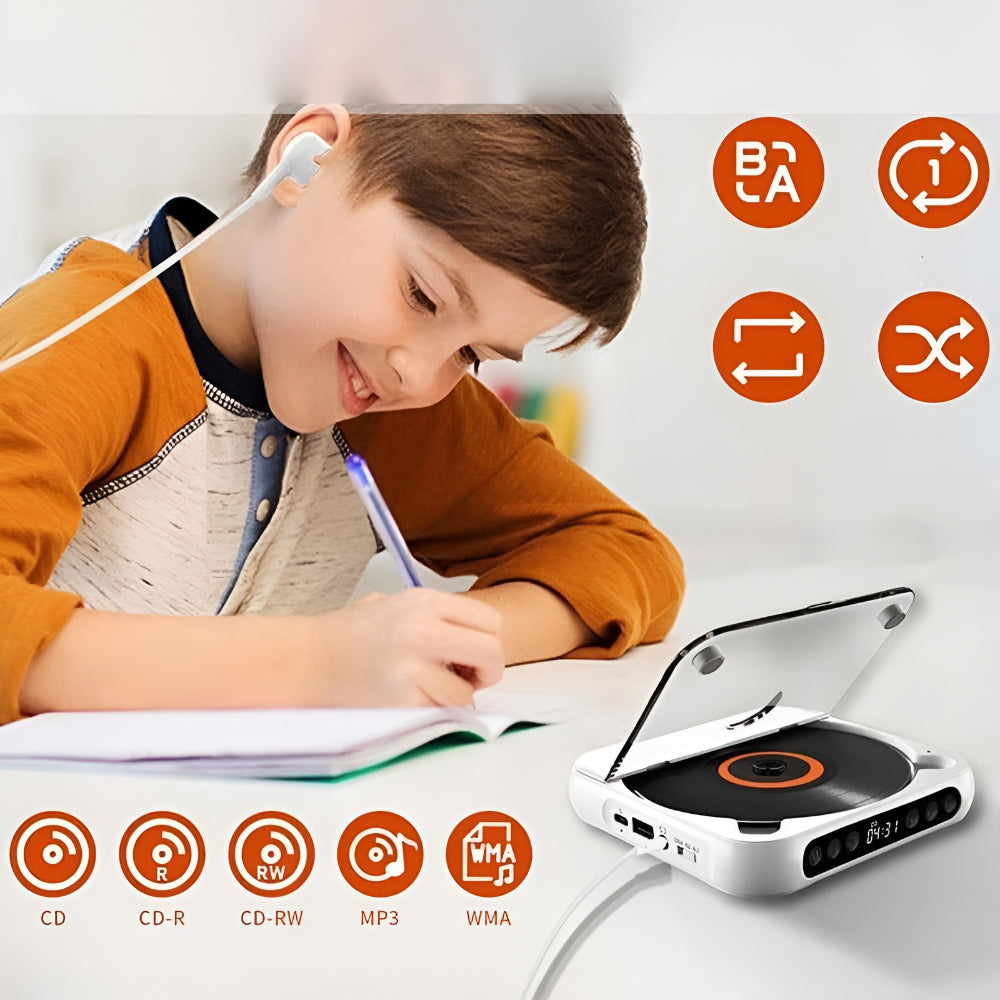 Portable CD Player Bluetooth Anti-Skip Headphone Jack