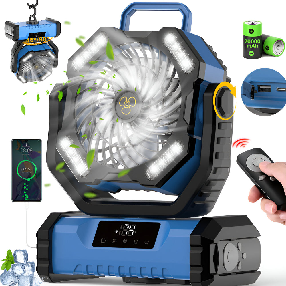Portable Fan Rechargeable Oscillating Remote Control Camping