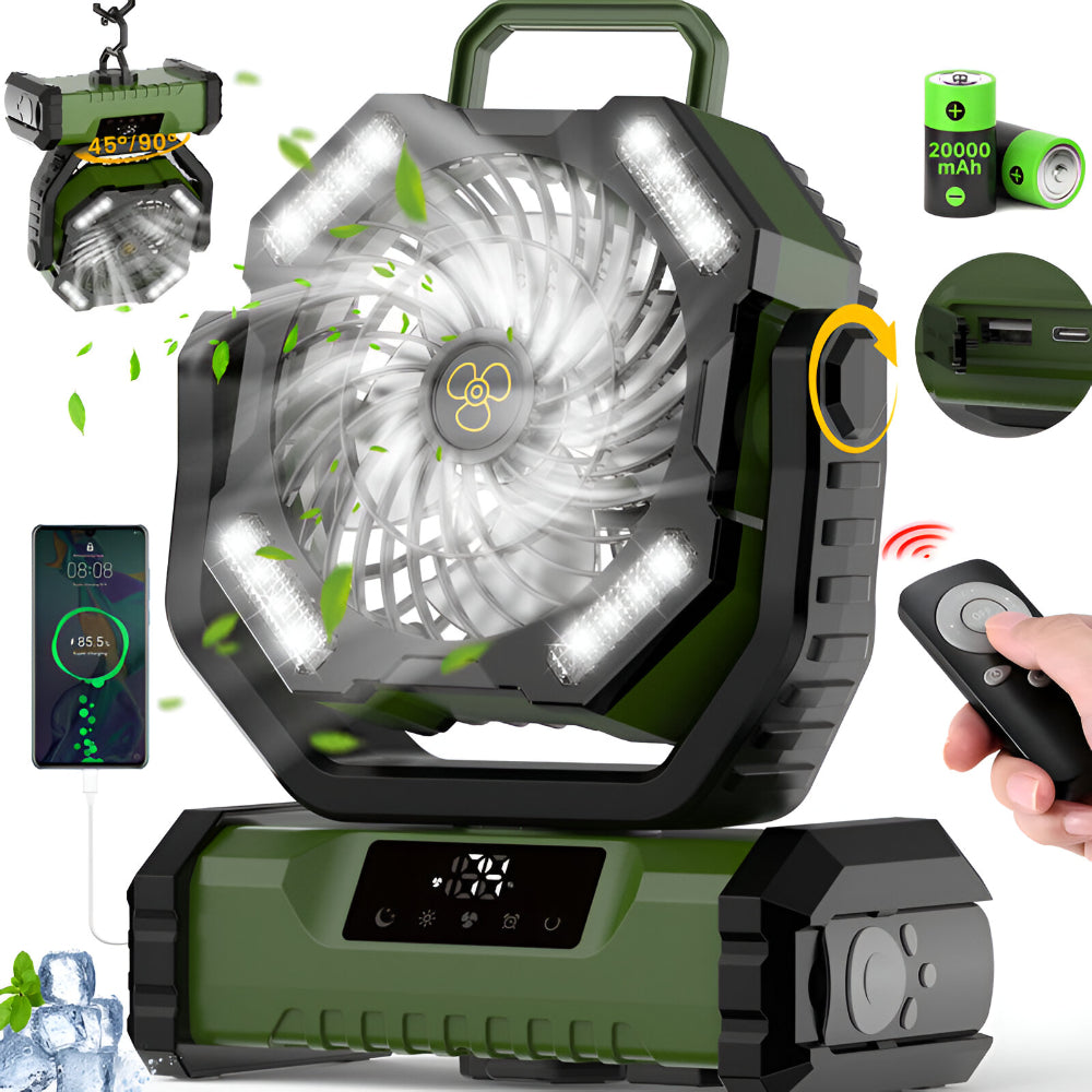 Portable Fan Rechargeable Oscillating Remote Control Camping