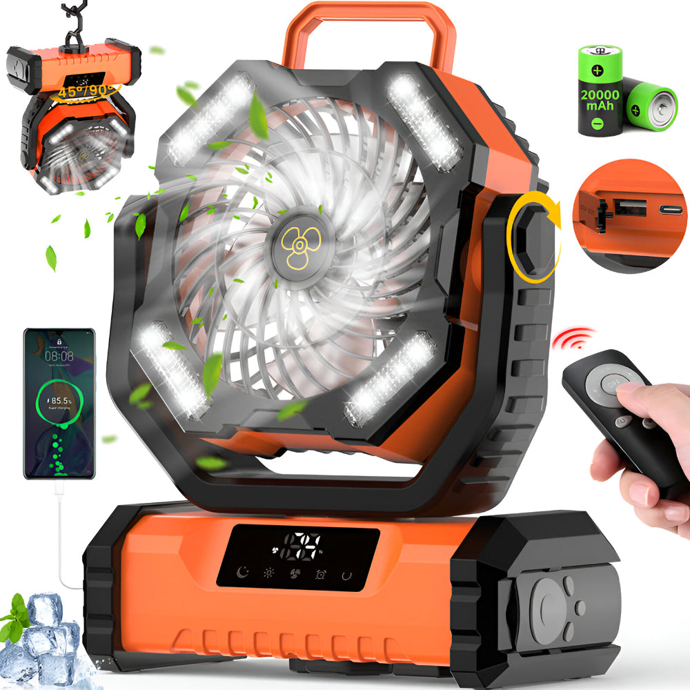 Portable Fan Rechargeable Oscillating Remote Control Camping
