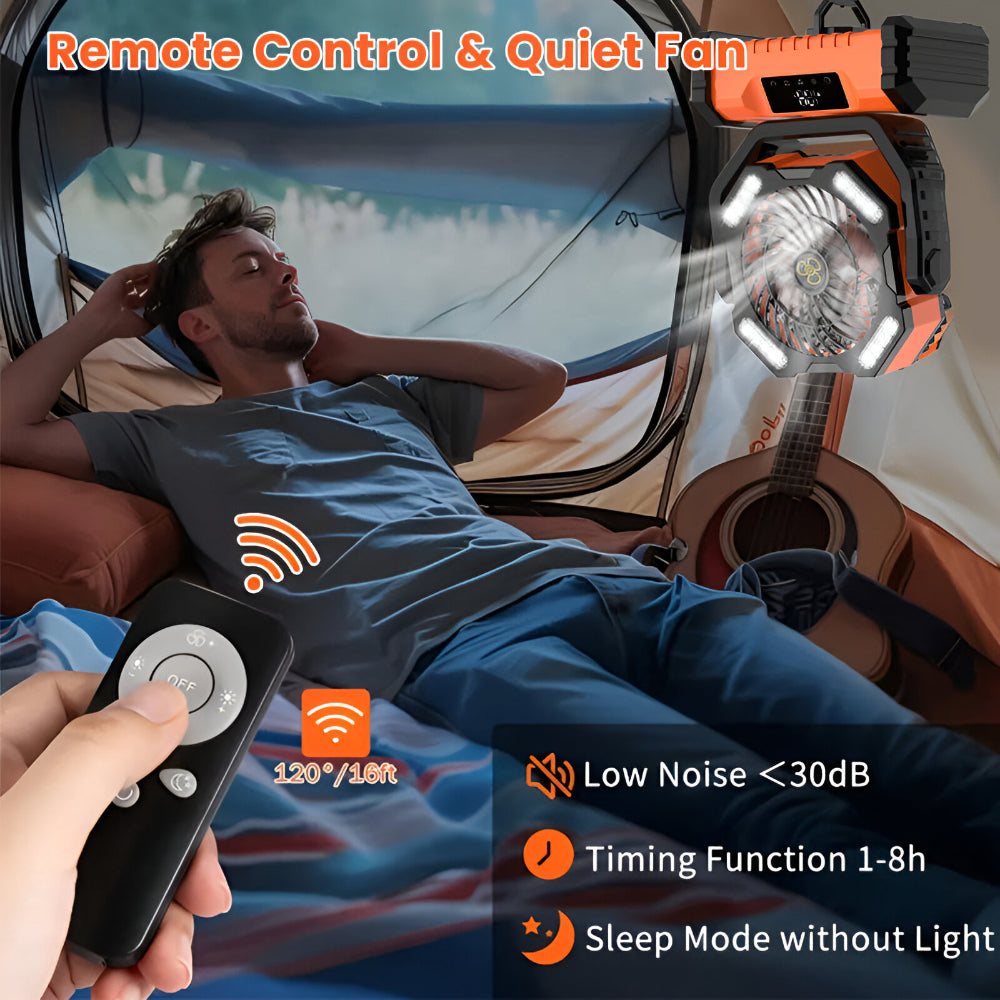 Portable Fan Rechargeable Oscillating Remote Control Camping