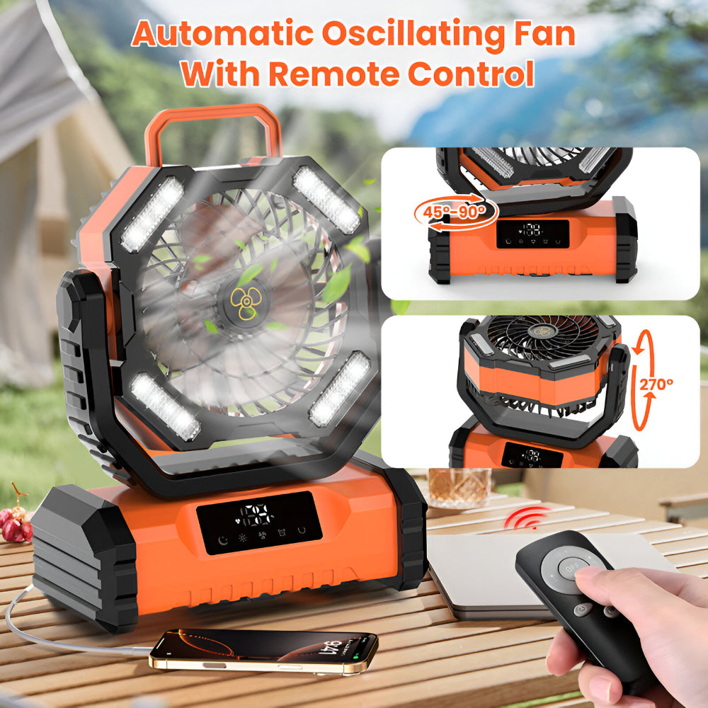 Portable Fan Rechargeable Oscillating Remote Control Camping