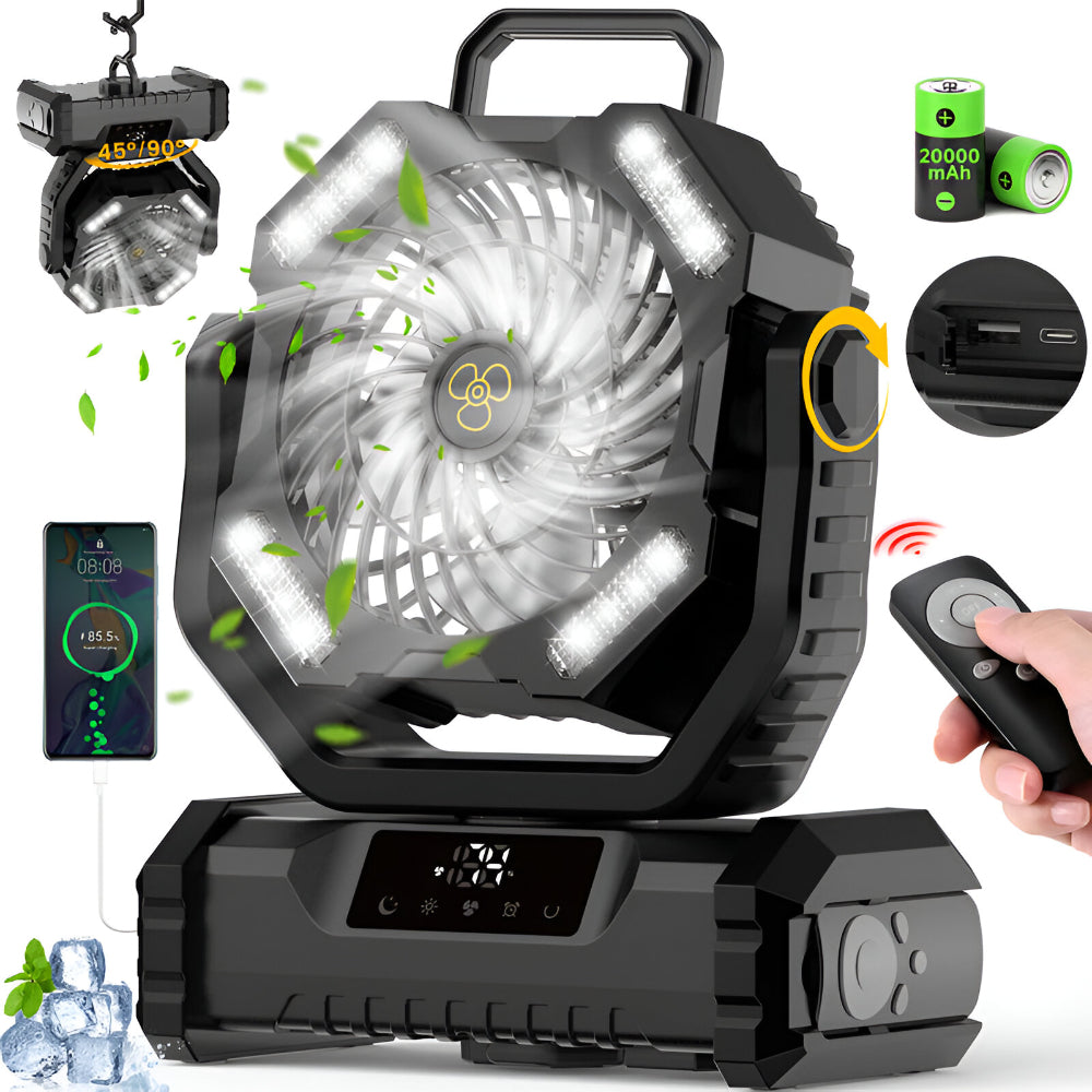 Portable Fan Rechargeable Oscillating Remote Control Camping
