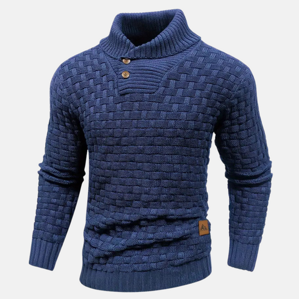 Men's Cozy Shawl Collar Textured Knit Sweater with Stylish Button Detail - Versatile Jumper for Every Occasion