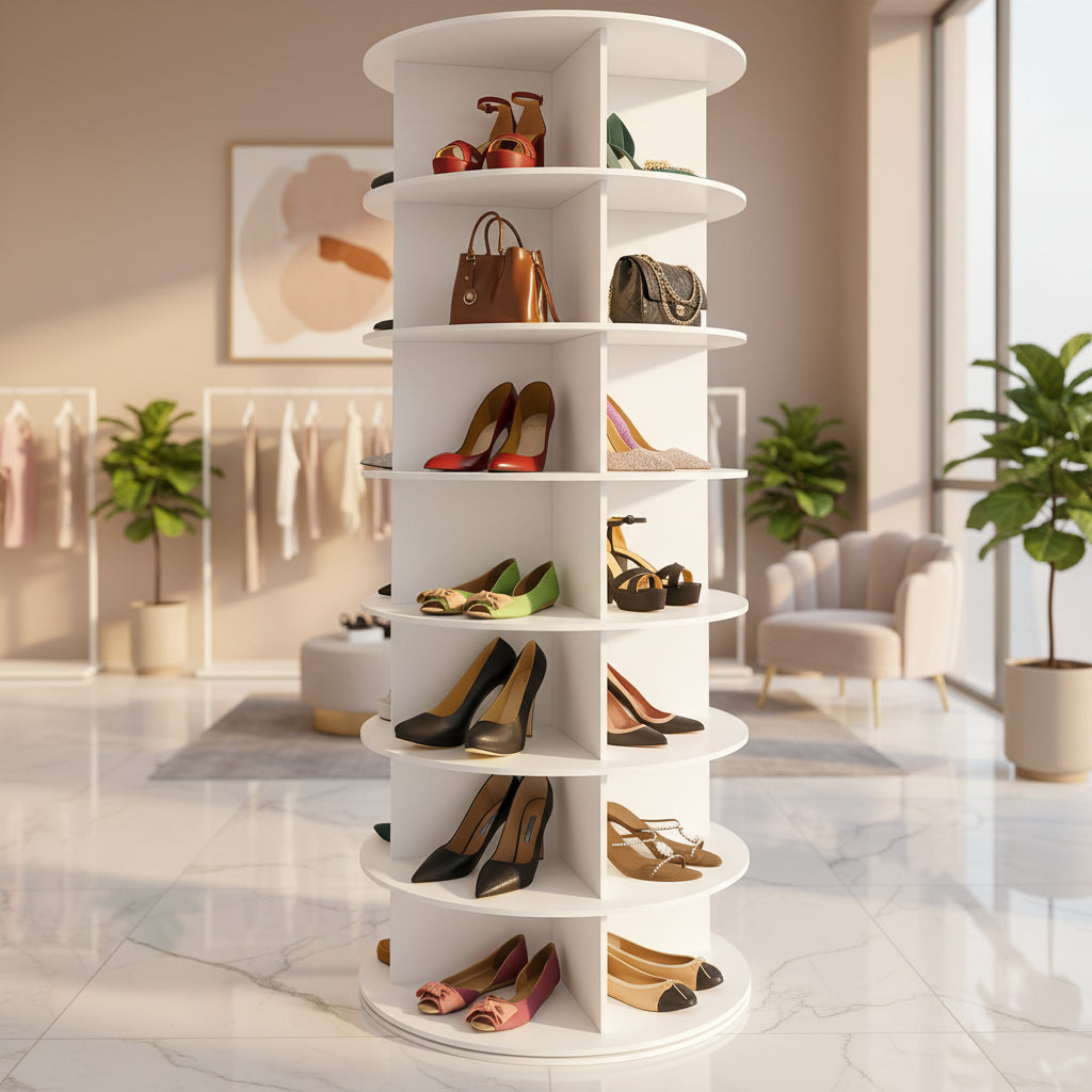 Shoe Rack Rotating Vertical Plastic Space Saving Organizer