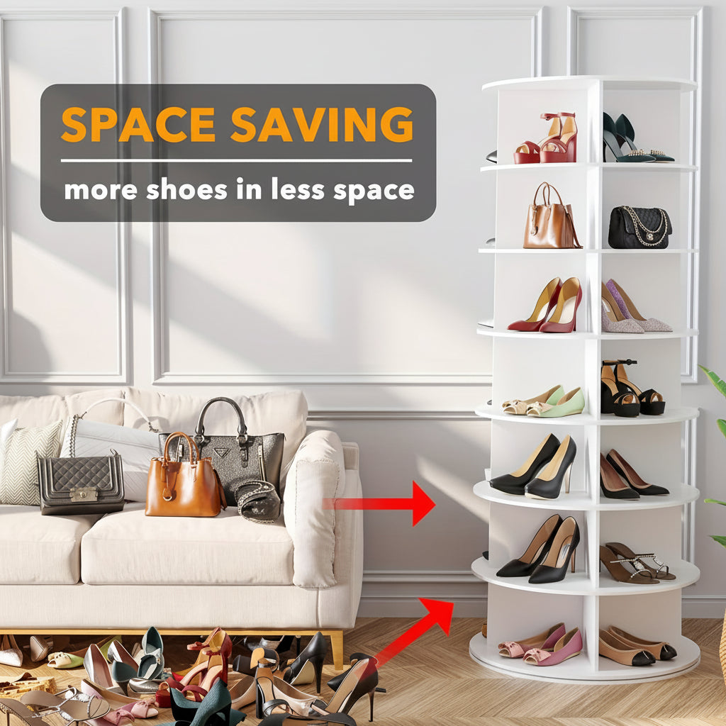 Shoe Rack Rotating Vertical Plastic Space Saving Organizer