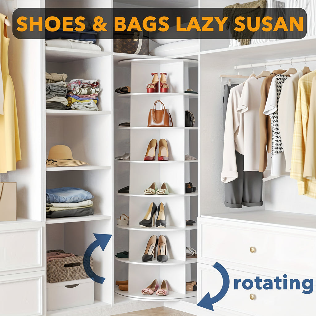 Shoe Rack Rotating Vertical Plastic Space Saving Organizer