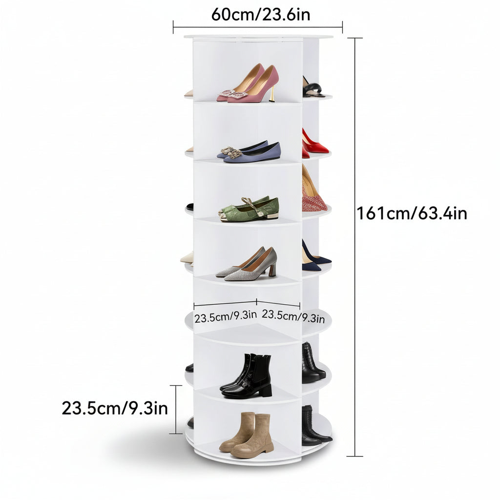 Shoe Rack Rotating Vertical Plastic Space Saving Organizer