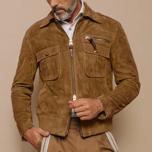 Roberto Russo Montana Men's Premium Suede Jacket - Stylish All-Season Outerwear for Timeless Elegance