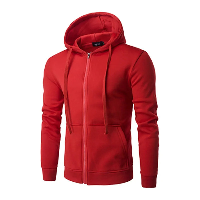 Men's Slim Fit Zip-Up Sport Hoodie with Adjustable Drawstring - Ideal for Active Lifestyle & Fitness Enthusiasts