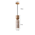 Wabi-Sabi Travertine & Wood Pendant Light | Japanese Minimalist Bedside Lighting