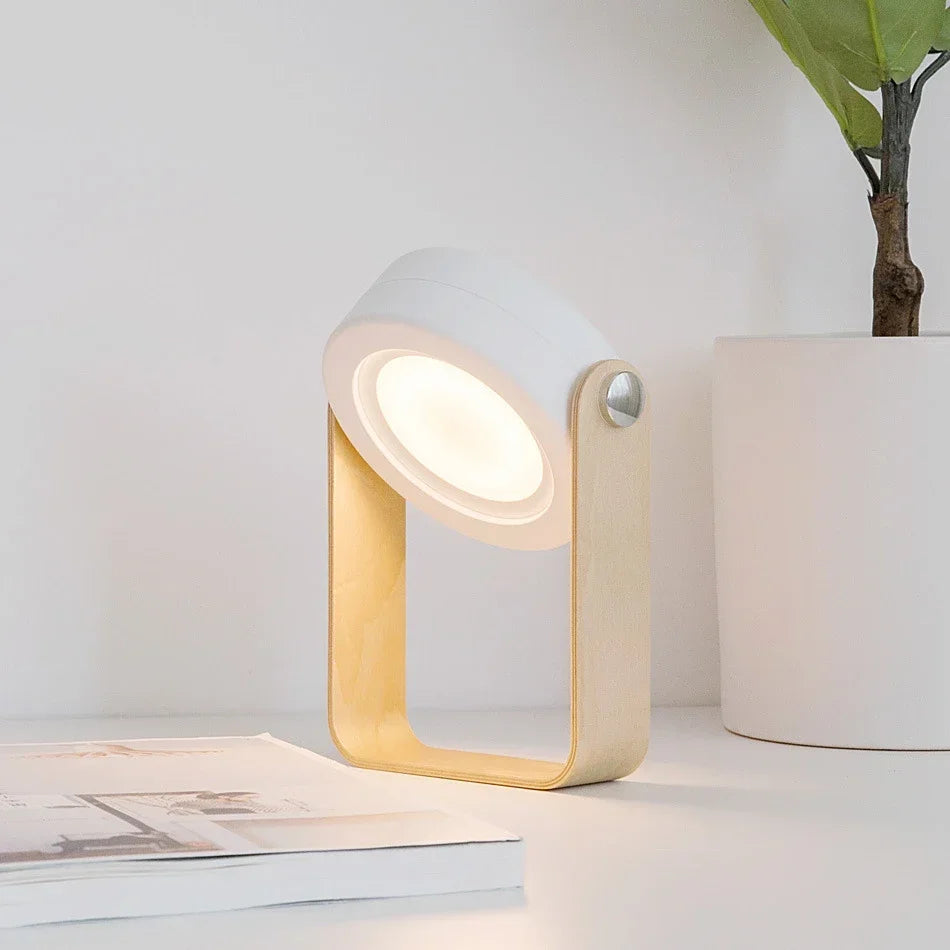 Creative Wooden Handle Portable Lantern | Folding Rechargeable Table Lamp