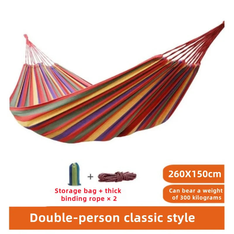 Canvas Hammock | Striped Double Swing Bed – Indoor & Outdoor Camping Hammock