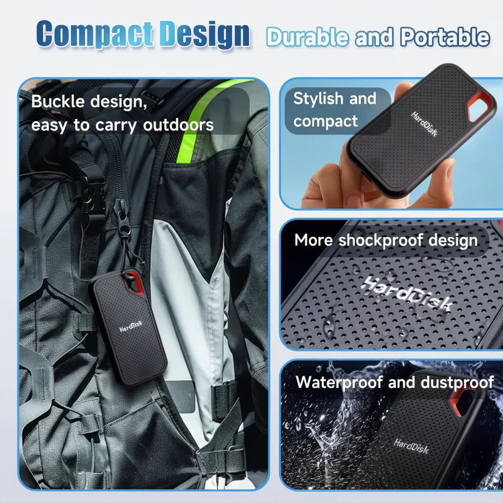 External Hard Drive Portable SSD USB C High Speed Compact Storage
