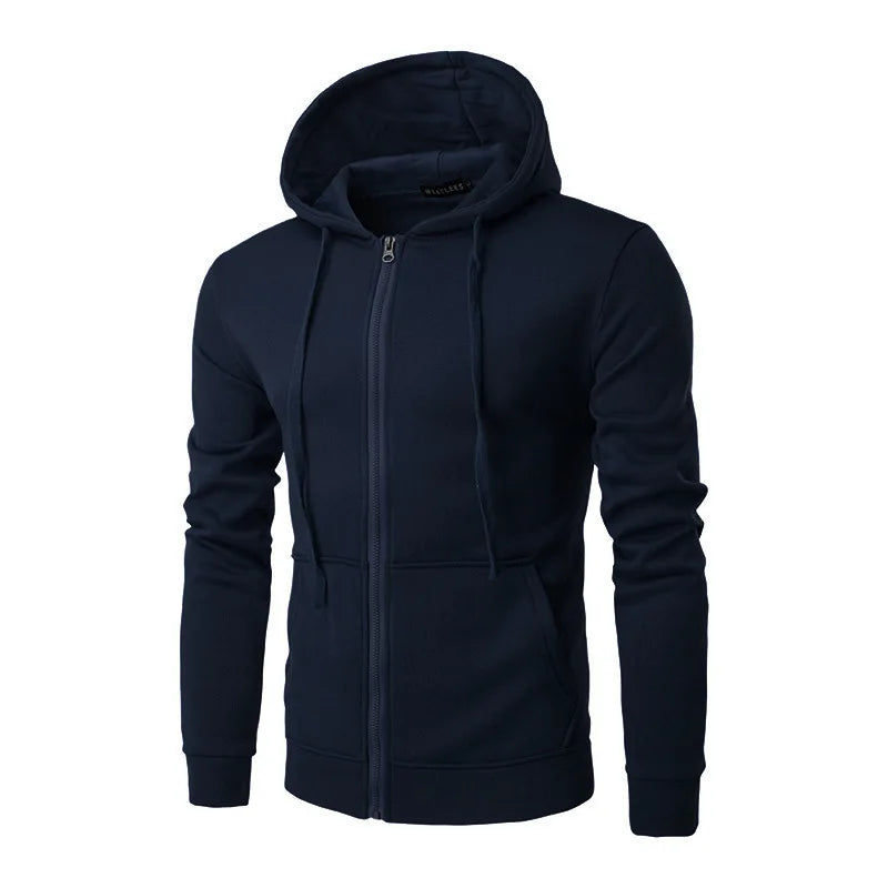 Men's Slim Fit Zip-Up Sport Hoodie with Adjustable Drawstring - Ideal for Active Lifestyle & Fitness Enthusiasts