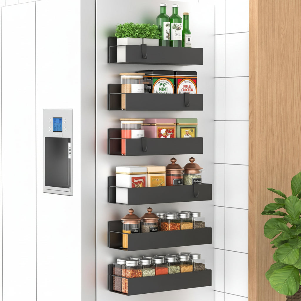 Magnetic Spice Rack Refrigerator Organizer Set Kitchen Storage