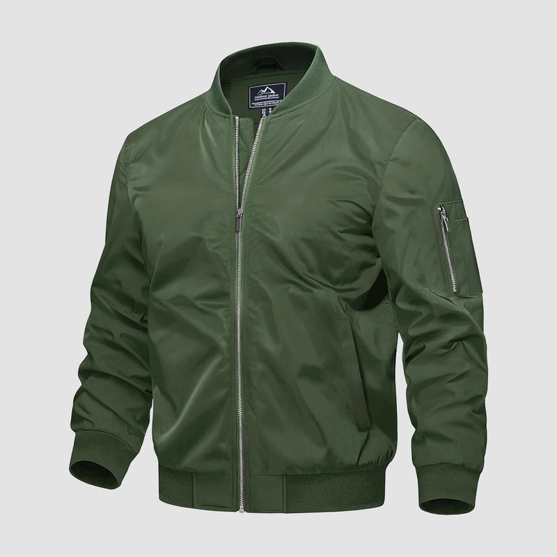 Men's Quilted Windproof Bomber Jacket with Pockets - Stylish, Durable All-Season Outerwear for Men