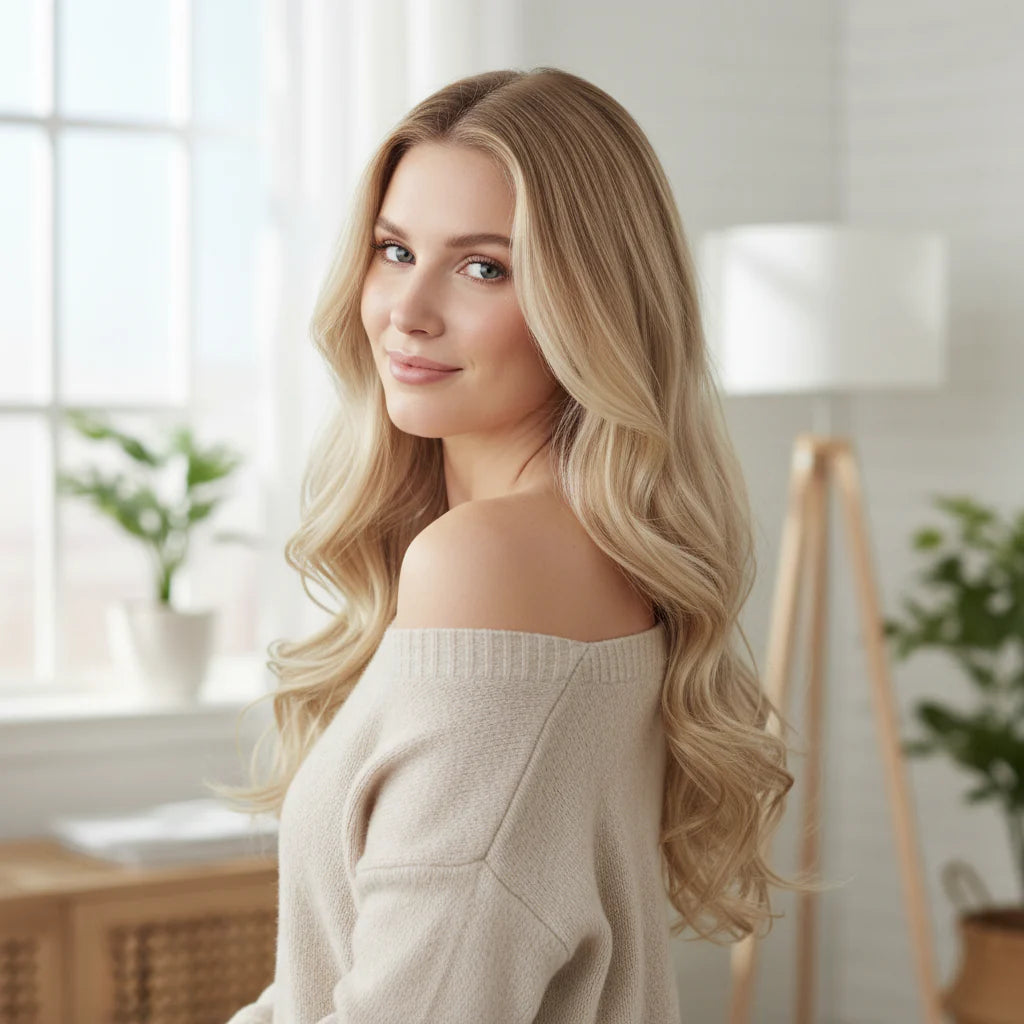 Hair Extensions Clip In Long Wavy Remy Human Hair
