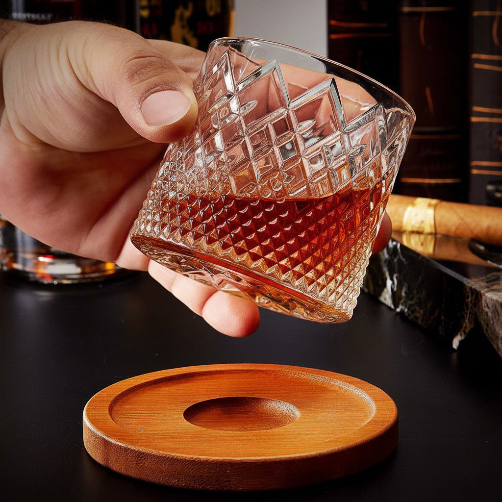 Whiskey Glass Rotating Crystal Tumbler Aroma Enhancement