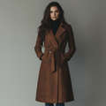 Women Trench Coat Suede Long Button Front Fall Outerwear
