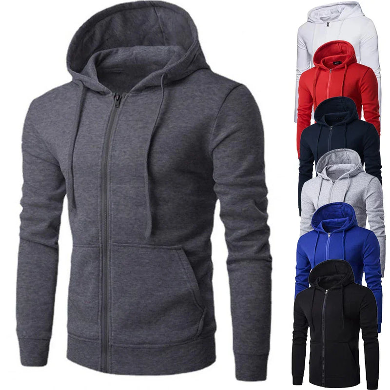 Men's Slim Fit Zip-Up Sport Hoodie with Adjustable Drawstring - Ideal for Active Lifestyle & Fitness Enthusiasts