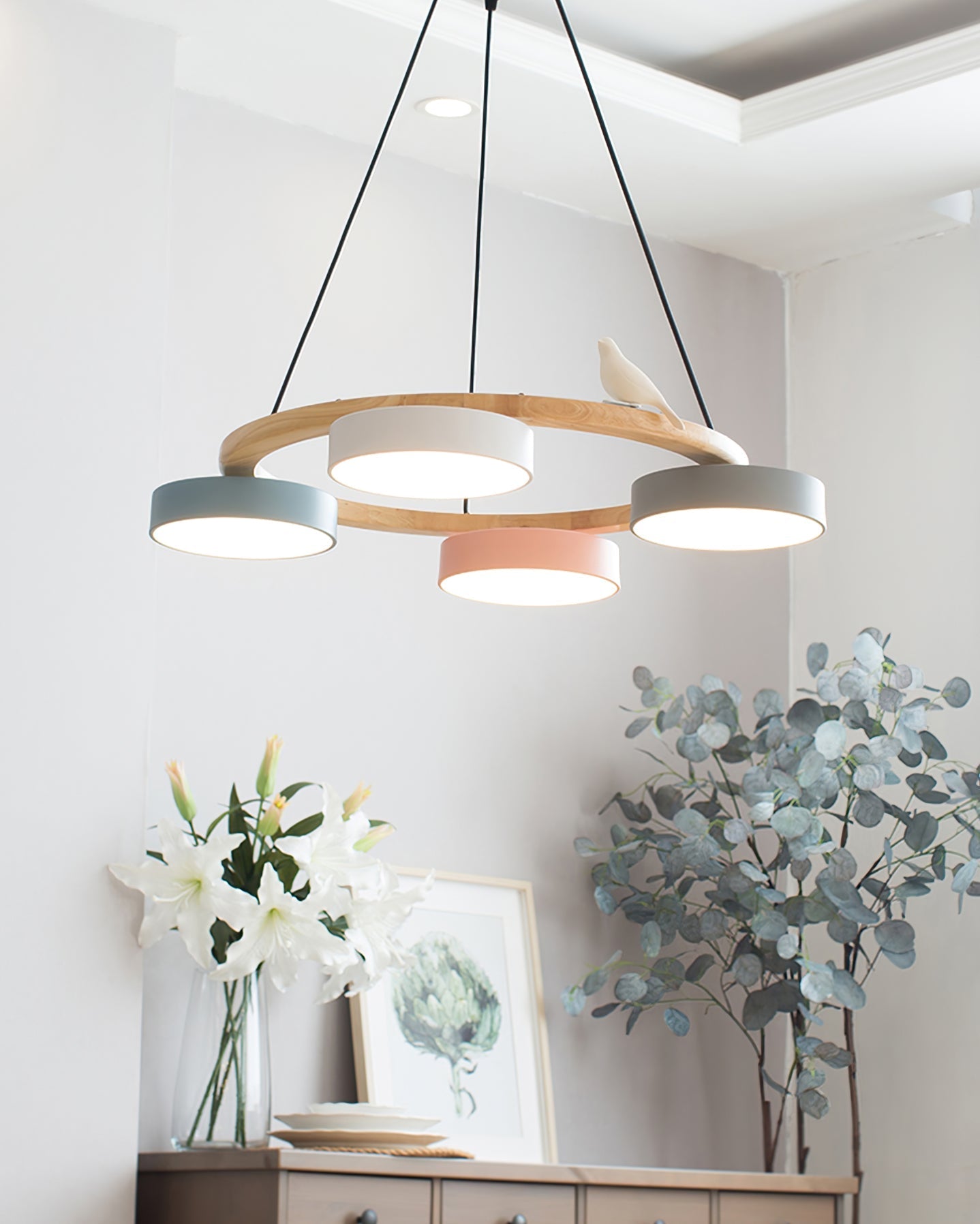Sienna Bird Round Chandelier | Modern Nature-Inspired LED Ceiling Light