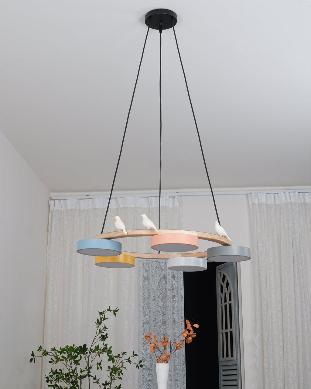 Sienna Bird Round Chandelier | Modern Nature-Inspired LED Ceiling Light