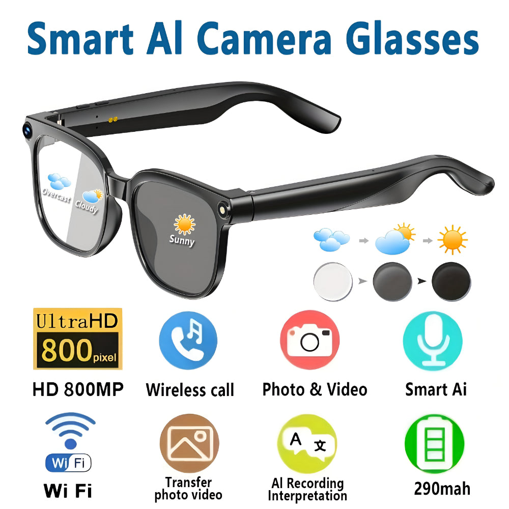 Smart Glasses Camera Wireless Video Audio Recording Eyewear